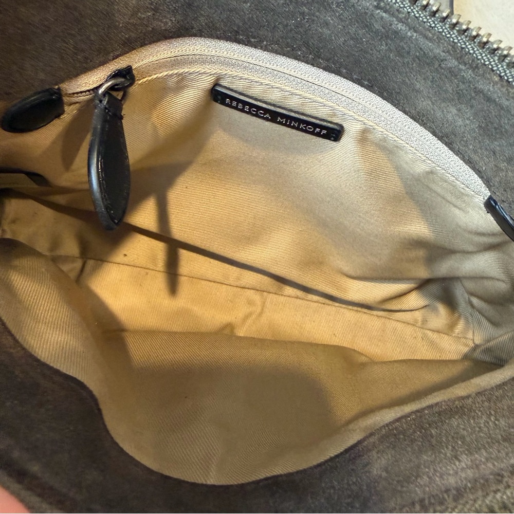 Rebecca Minkoff Darren Top Zip Shoulder Bag – Taupe Suede Leather Retail $350 - Picture 3 of 8